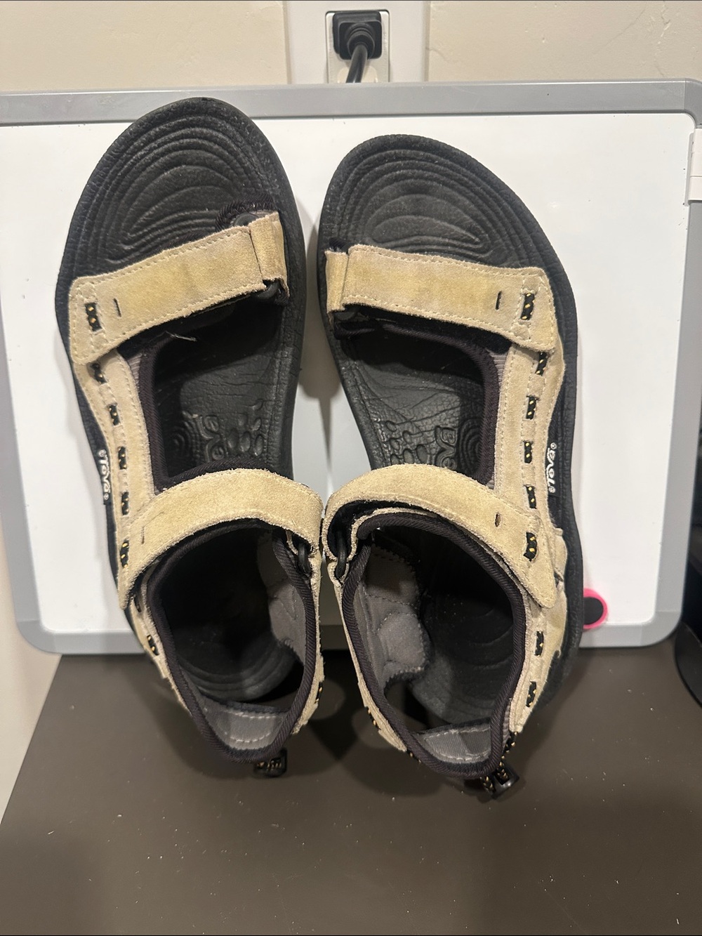 Teva Sandals in Beige and Black with Adjustable Straps